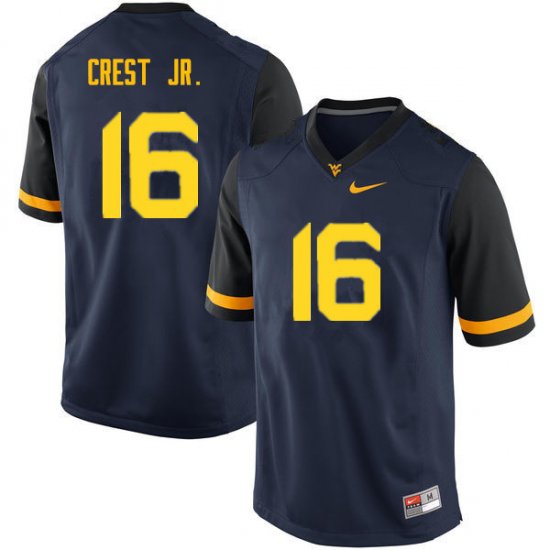 Men's West Virginia Mountaineers NCAA #16 William Crest Jr. Navy Authentic Nike Stitched College Football Jersey QW15U81RI